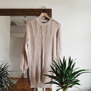 American Eagle Tan Balloon Sleeve Sweater Dress